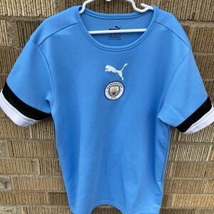 Manchester City Boys Large (13–14) Soccer Jersey Shirt Puma Baby Blue‎